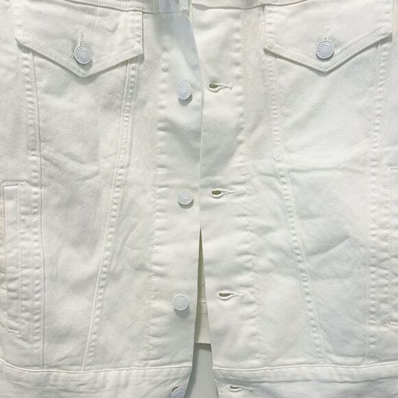 Mistress Rocks "FATHOM' White Classic Oversized Denim Jacket in Size M - Picture 5 of 9